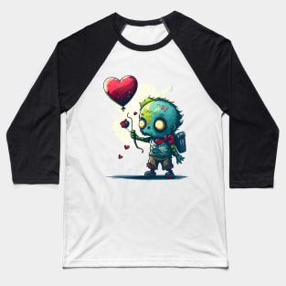 Cute Zombie Lost Heart Ballon or Sad Zombie and Balloon Baseball T-Shirt